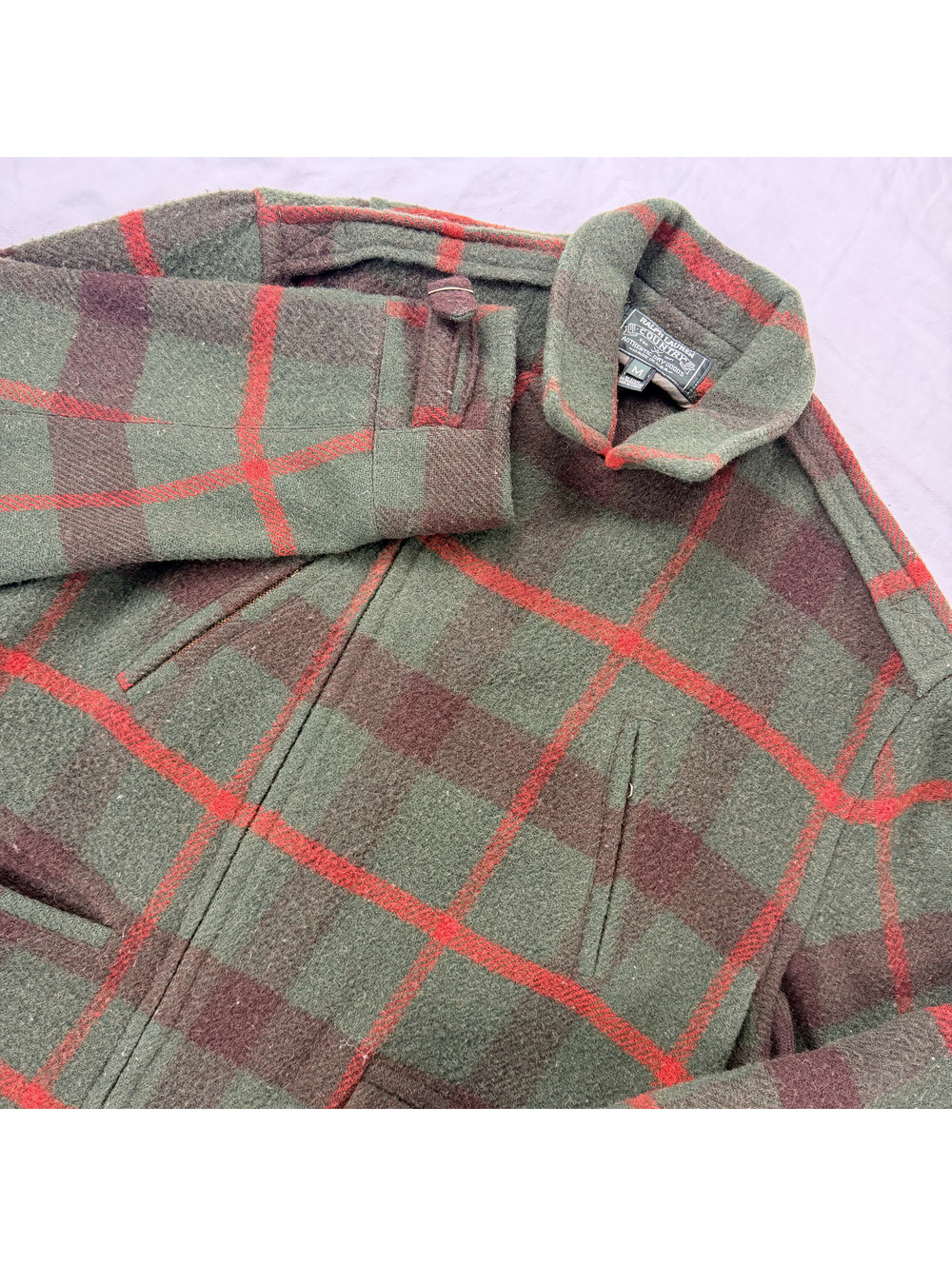 Vintage 90s Ralph Lauren Country Wool Plaid Jacket Womens M Made USA Buckle